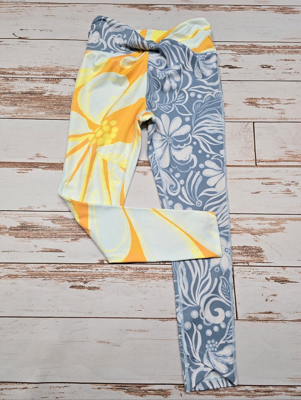 Free People Movement Double Take Leggings Blue Orange Ruched Anthroplogie S